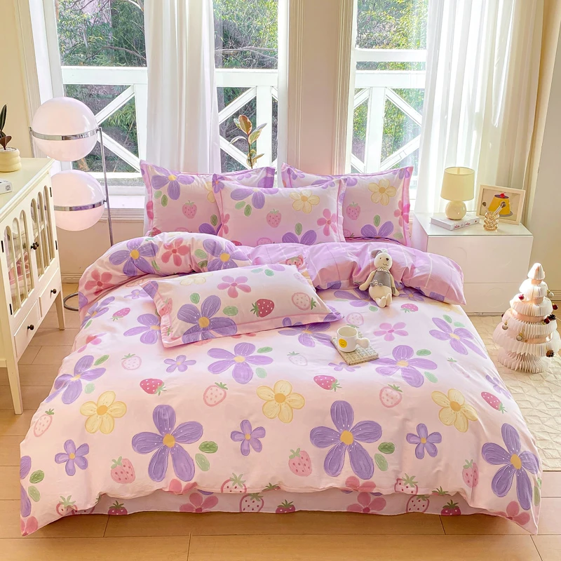 纯棉全棉四件套小清新印花被套床单床上用品 春季新品