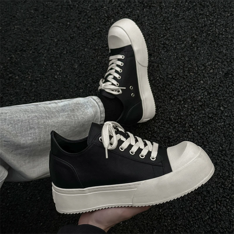 朱正延王琳凯极简内增高7cm板鞋大头高街厚底德比鞋通勤休闲皮鞋