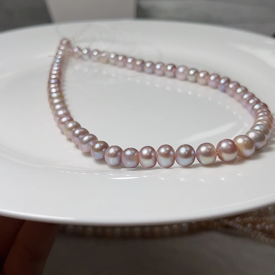 淡水珍珠未镶嵌颈饰8.4左右紫色