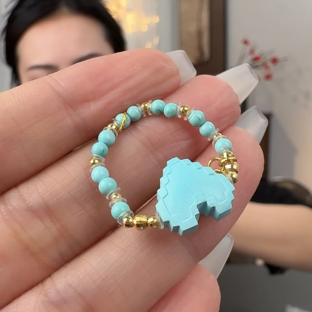 绿松石18K金镶嵌珠宝奇石