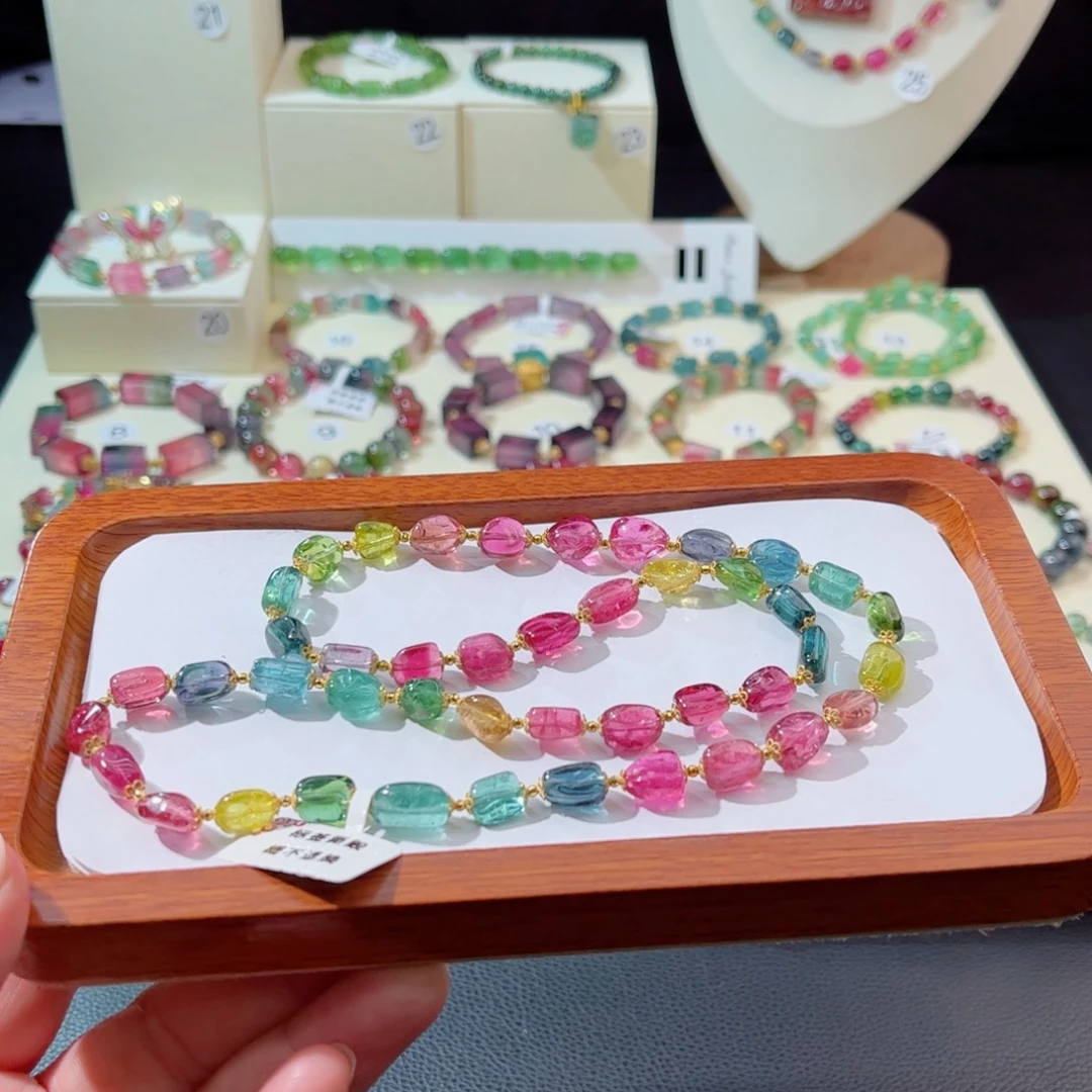 碧玺手串18K金镶嵌手串