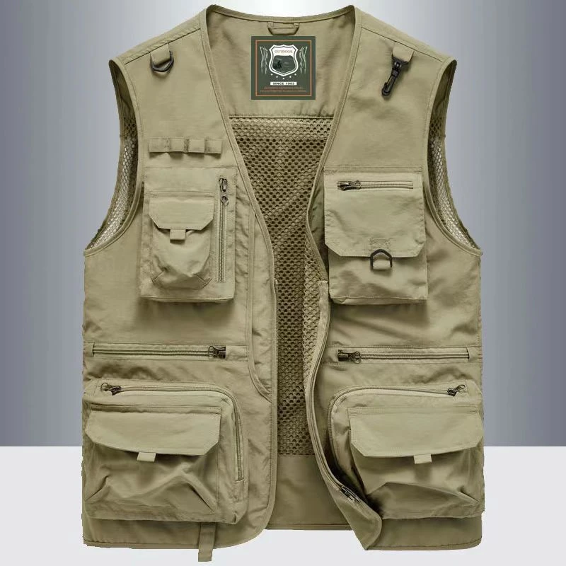 马甲男户外轻薄摄影工装背心镂空男士休闲口袋网眼钓鱼马甲