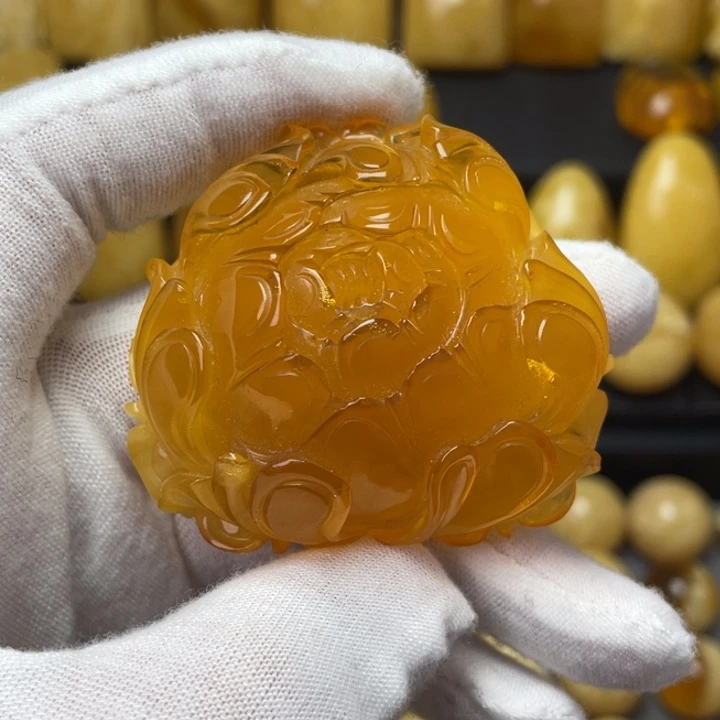蜜蜡手链未镶嵌俄料蜜糖色牡丹花18（加编绳子）