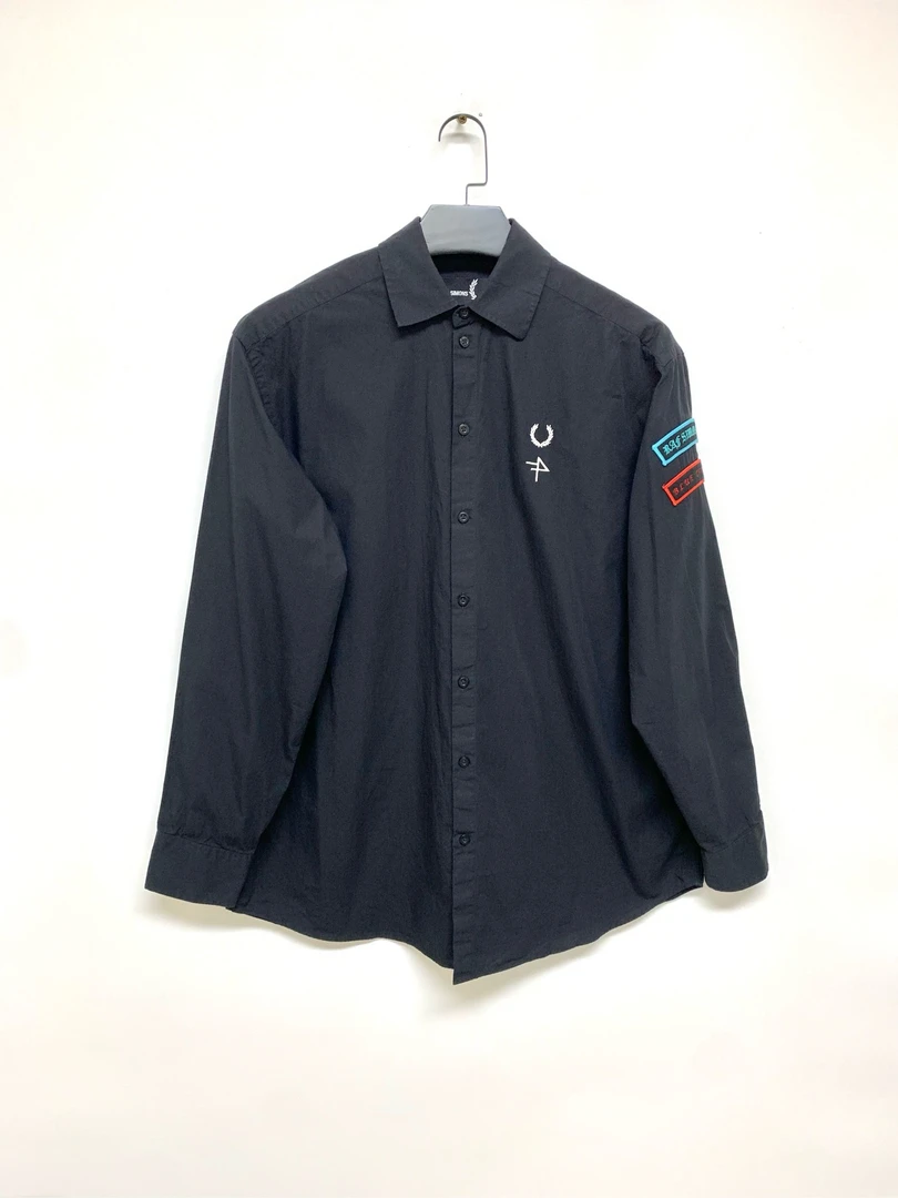 99新  【Fred Perry x Raf Simons】黑色长袖衬衫/Xs码