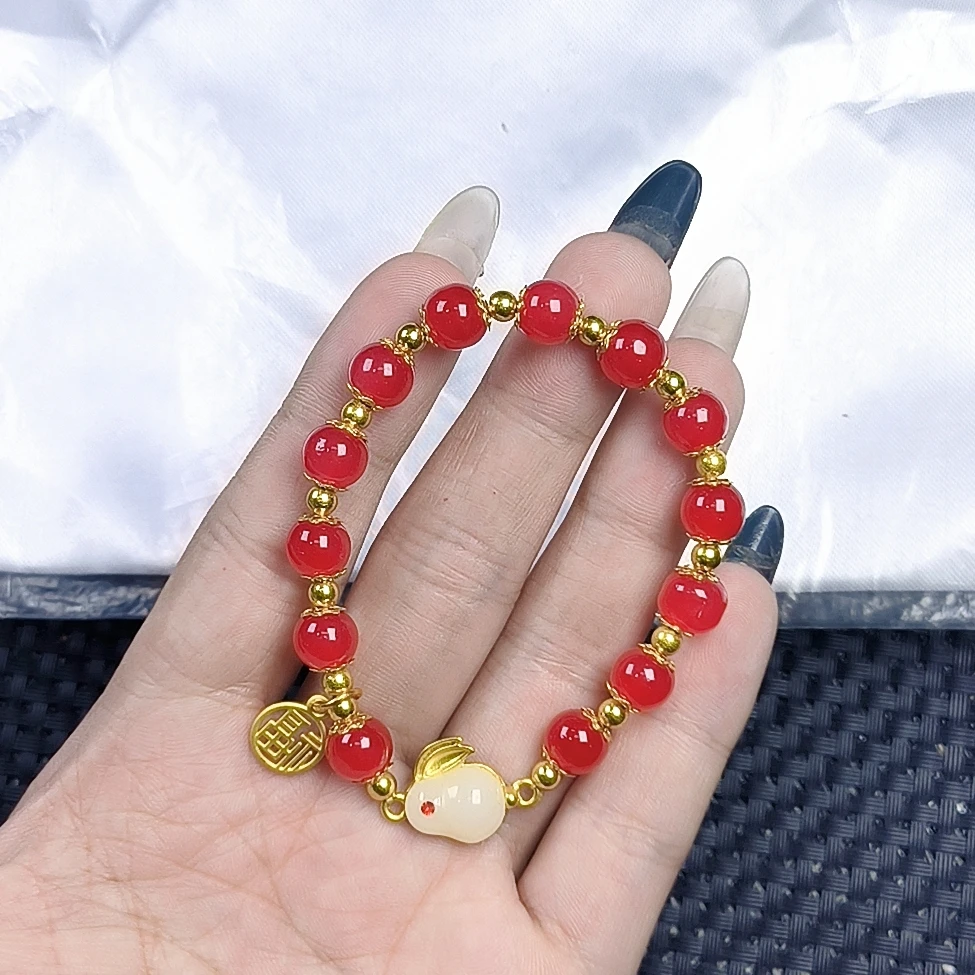（聚宝严选）A255红DIY兔子手串8妈妈款精致精美百搭时尚
