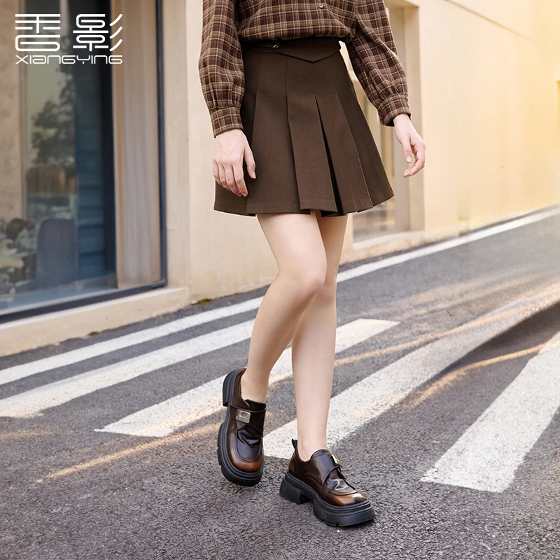 【金拐子专属】R85W001半身裙香影咖色百褶半身裙女冬季新款垂感