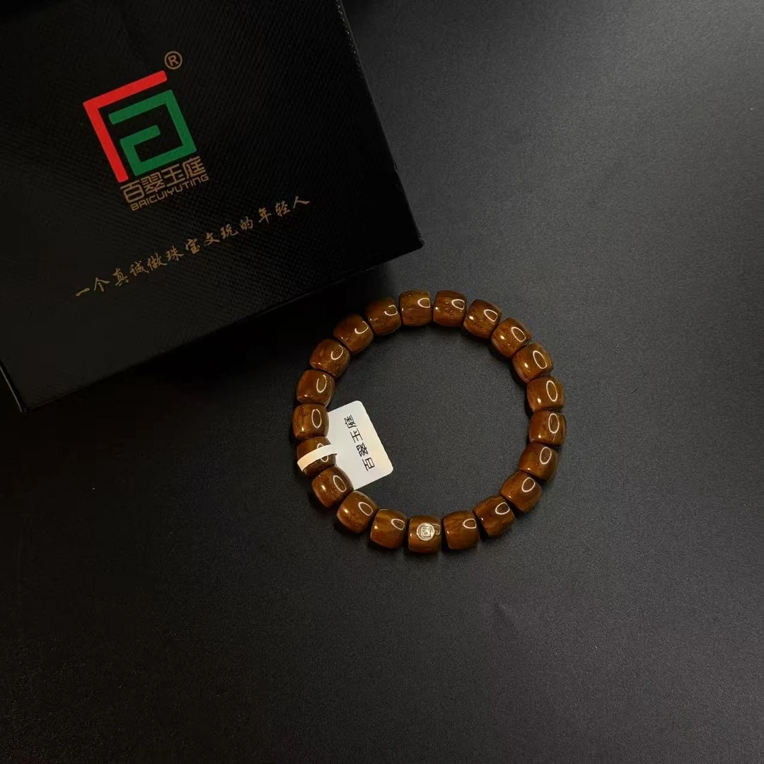 百翠玉庭紫金鼠手串7033-3.0单银标咖皮实心直切紫金鼠10尺寸手串