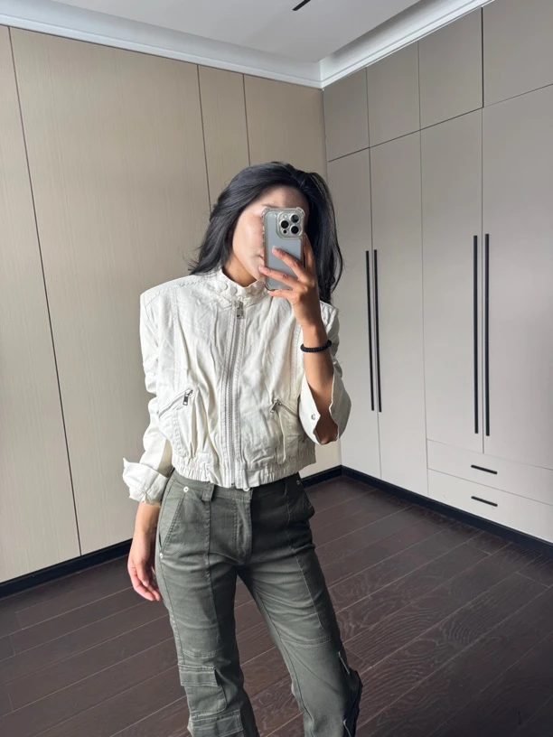 短款休闲风立领韩版短外套设计感慵懒风通勤拉链时尚