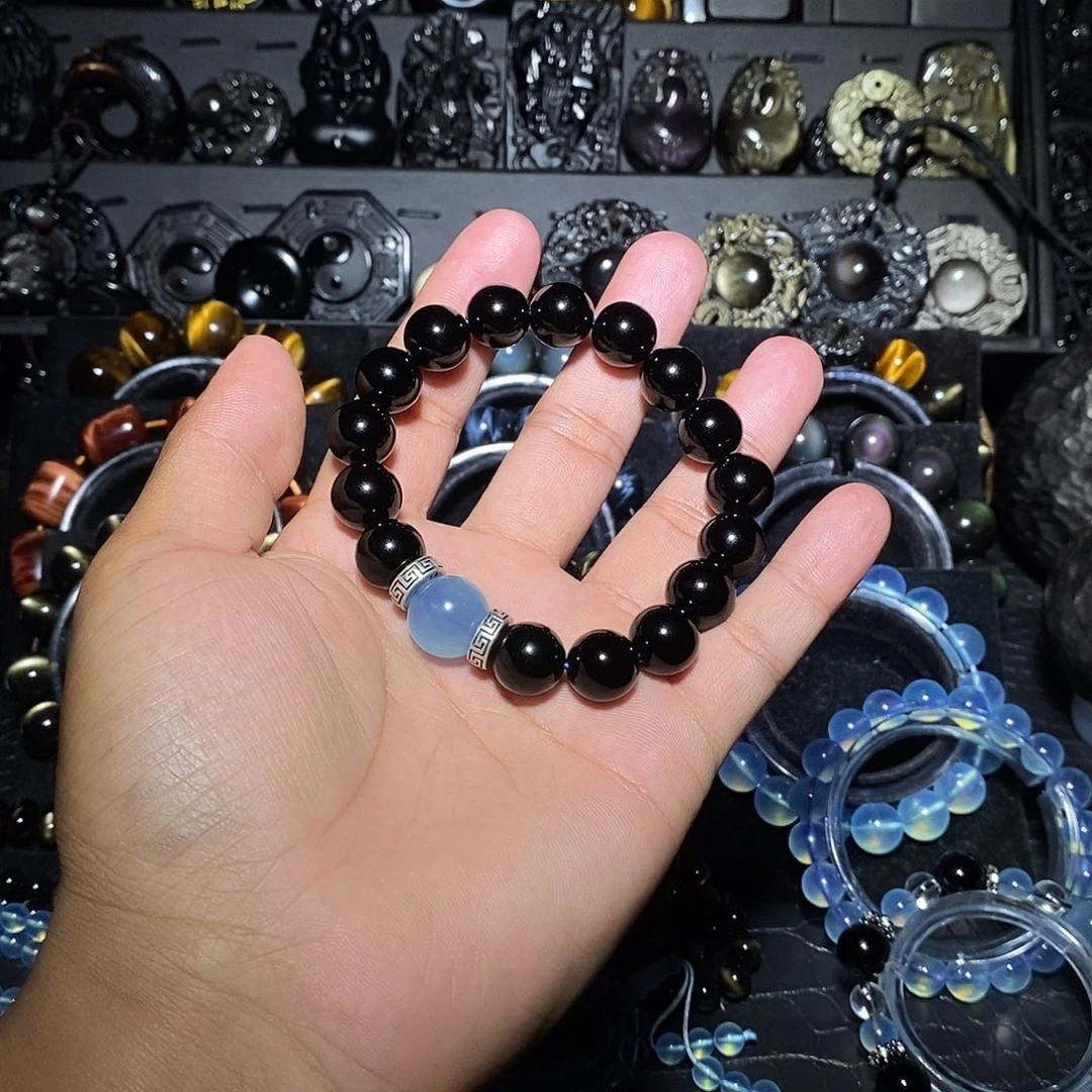子***鱼黑曜岩未镶嵌手链