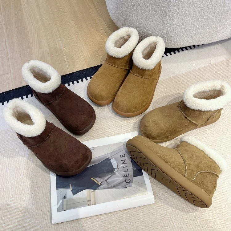 XGXC冬季加绒翻毛雪地靴时尚雪地棉鞋加厚保暖短靴XG1506J