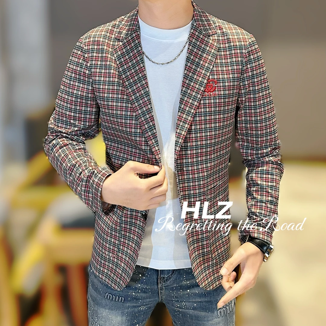 撼路者家男士2025新款轻奢时尚春款修身个性韩版潮流长袖西装外套