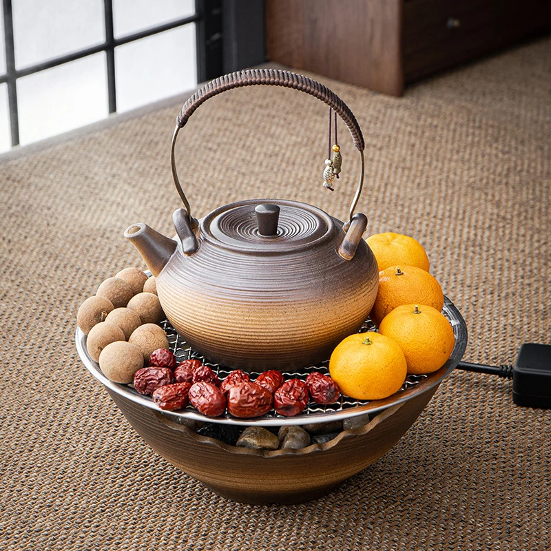 复古围炉煮茶电陶炉套装茶壶侧把壶提梁壶玻璃壶茶杯陶瓷户外家用