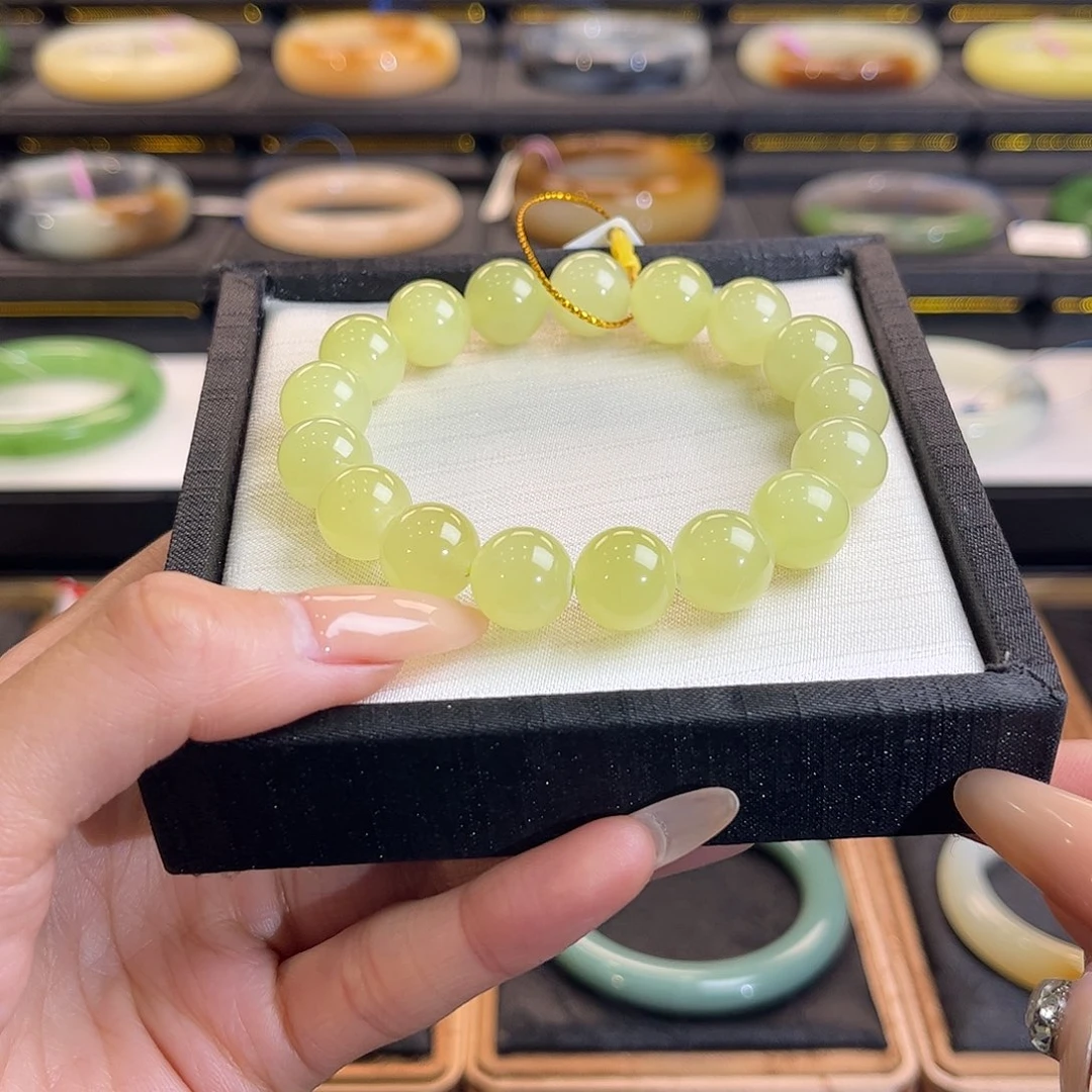 和田玉未镶嵌手链卡12冰黄口