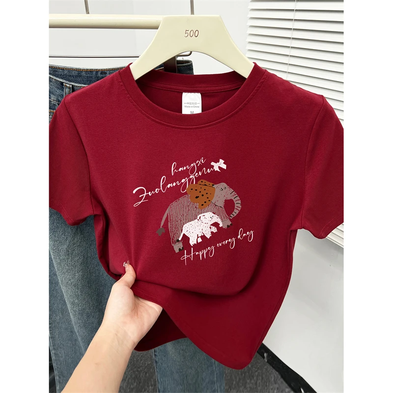 大码女装正肩短袖t恤2025夏季新款韩版休闲胖MM遮肚显瘦圆领上衣