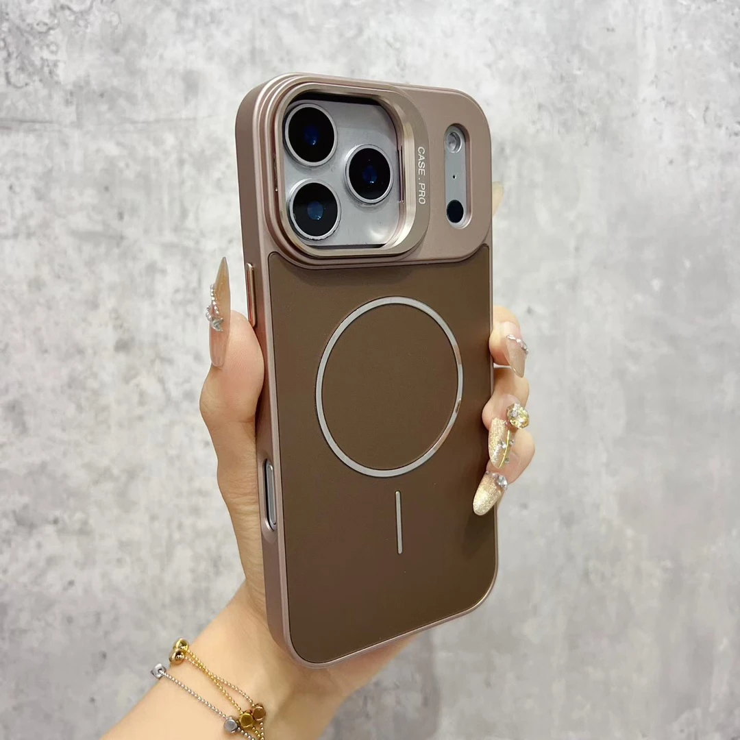 金属PC硬壳适用苹果17/16promax细磁吸15pro纯色14磨砂13/支架壳