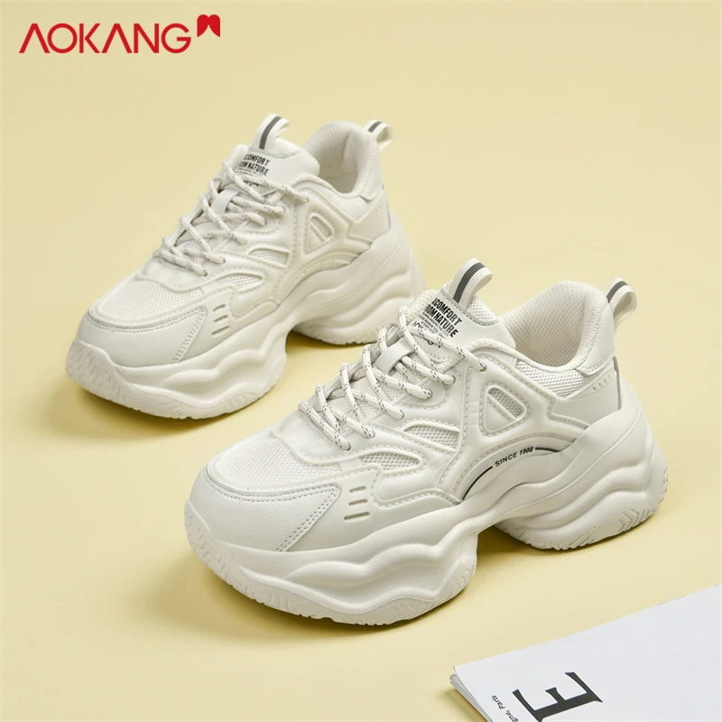 Aokang/奥康2025夏季新款老爹鞋耐磨厚底增高松糕鞋透气运动鞋