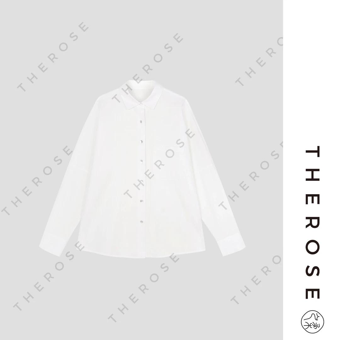 之柔【白色风眠】日本进口强捻肌理感廓形衬衫舒适透气女士长袖上衣