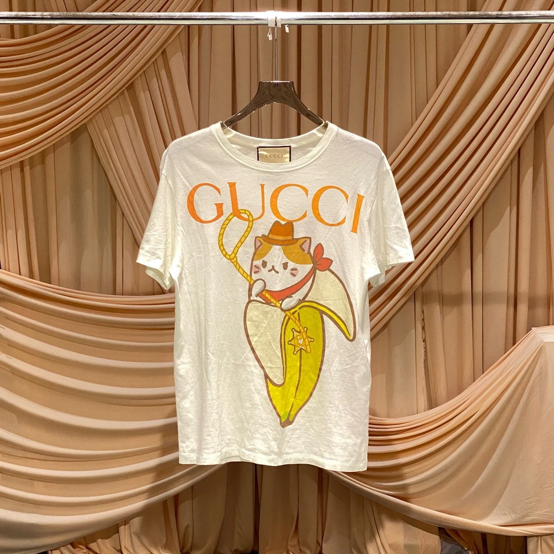 99新 GUCCI/古驰 Gucci白色香蕉猫字母logo短袖/xxs码/99新/35982
