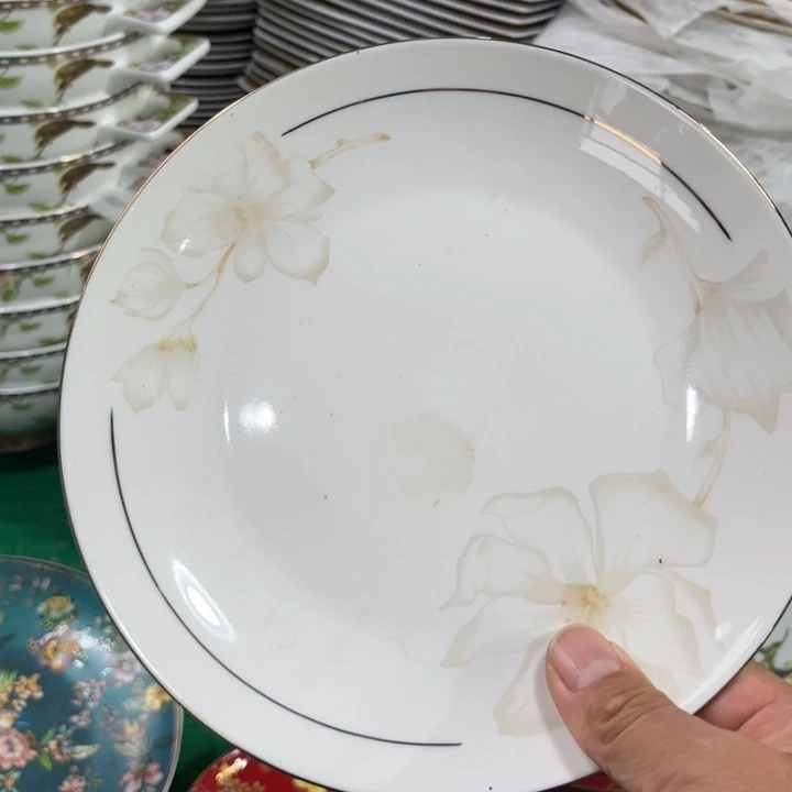 骨瓷八寸浅盘四个微瑕