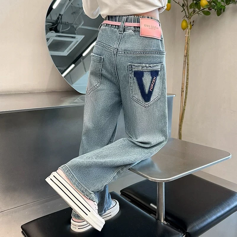 女童春季裤子甜美网红森系宽松休闲春款中大童装牛仔裤潮款春秋装