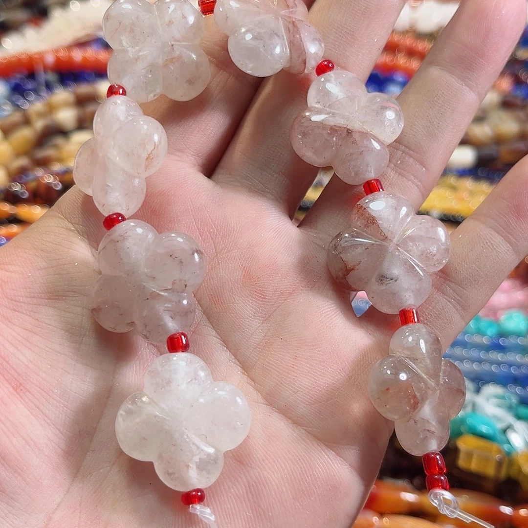 玛瑙/玉髓合金珠宝半成品浇花四叶草8颗25mm
