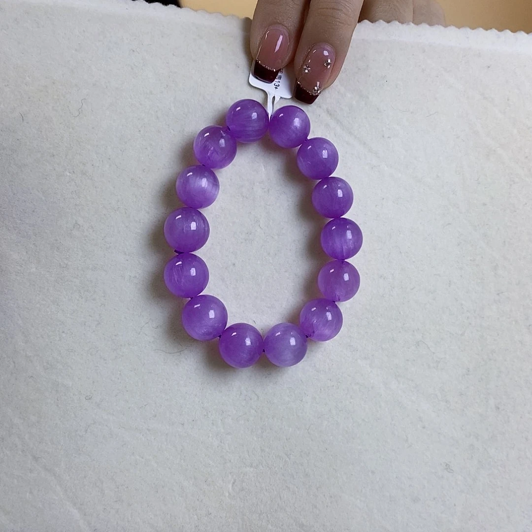 锂辉石紫锂辉高冰收藏级顶配手串13+未镶嵌