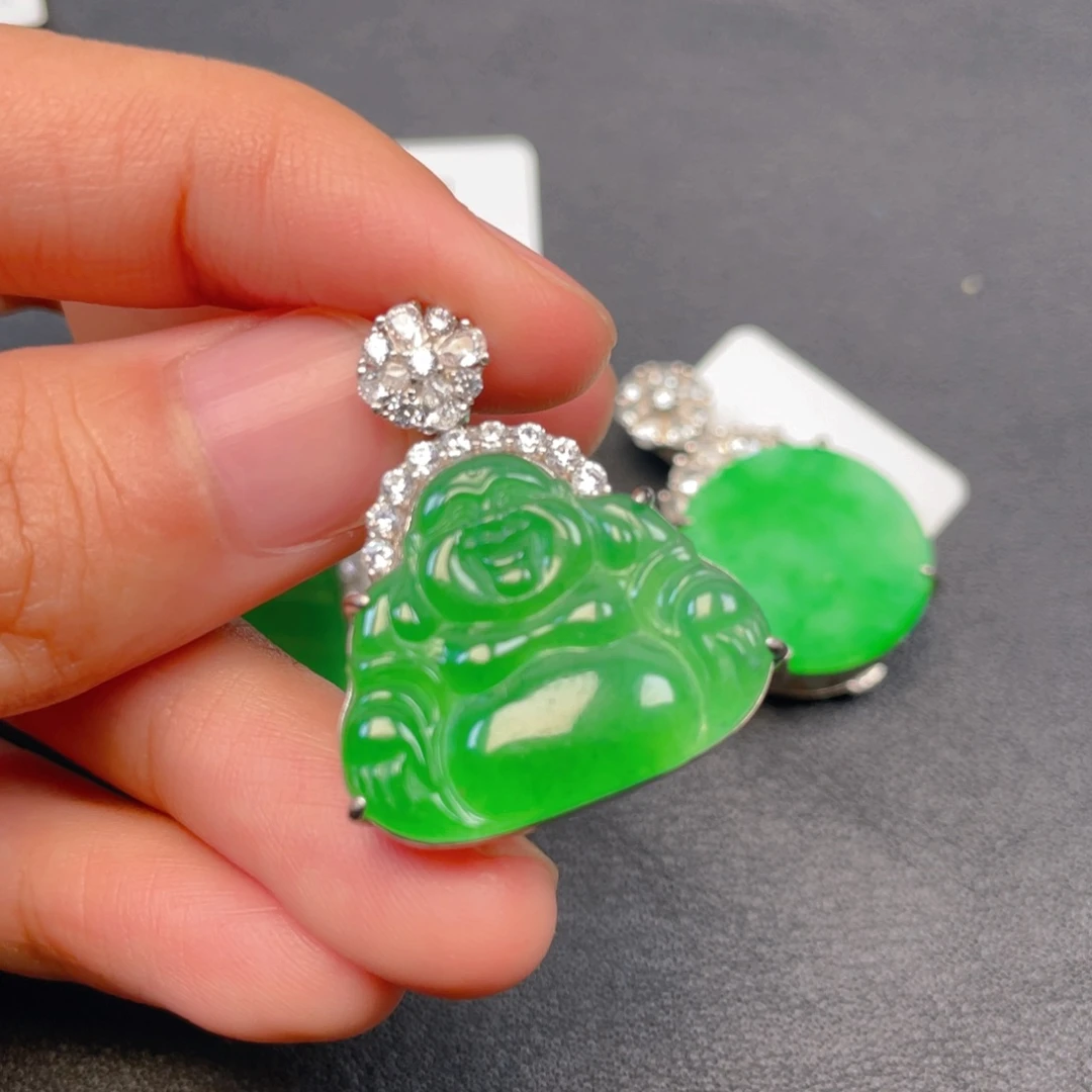 吊坠(不含链)银S925镶嵌翡翠