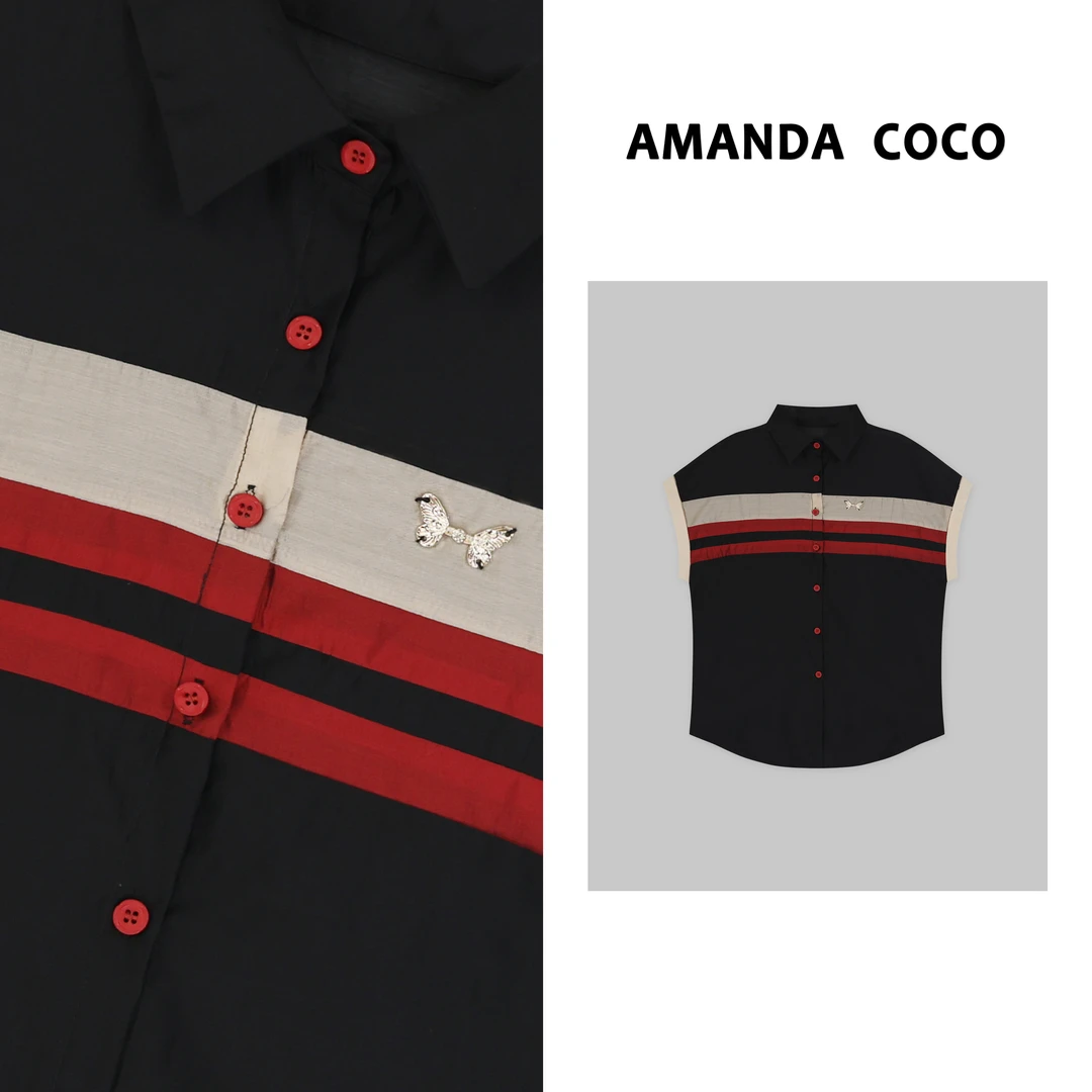 设计师款~气质显瘦拼接衬衣26177