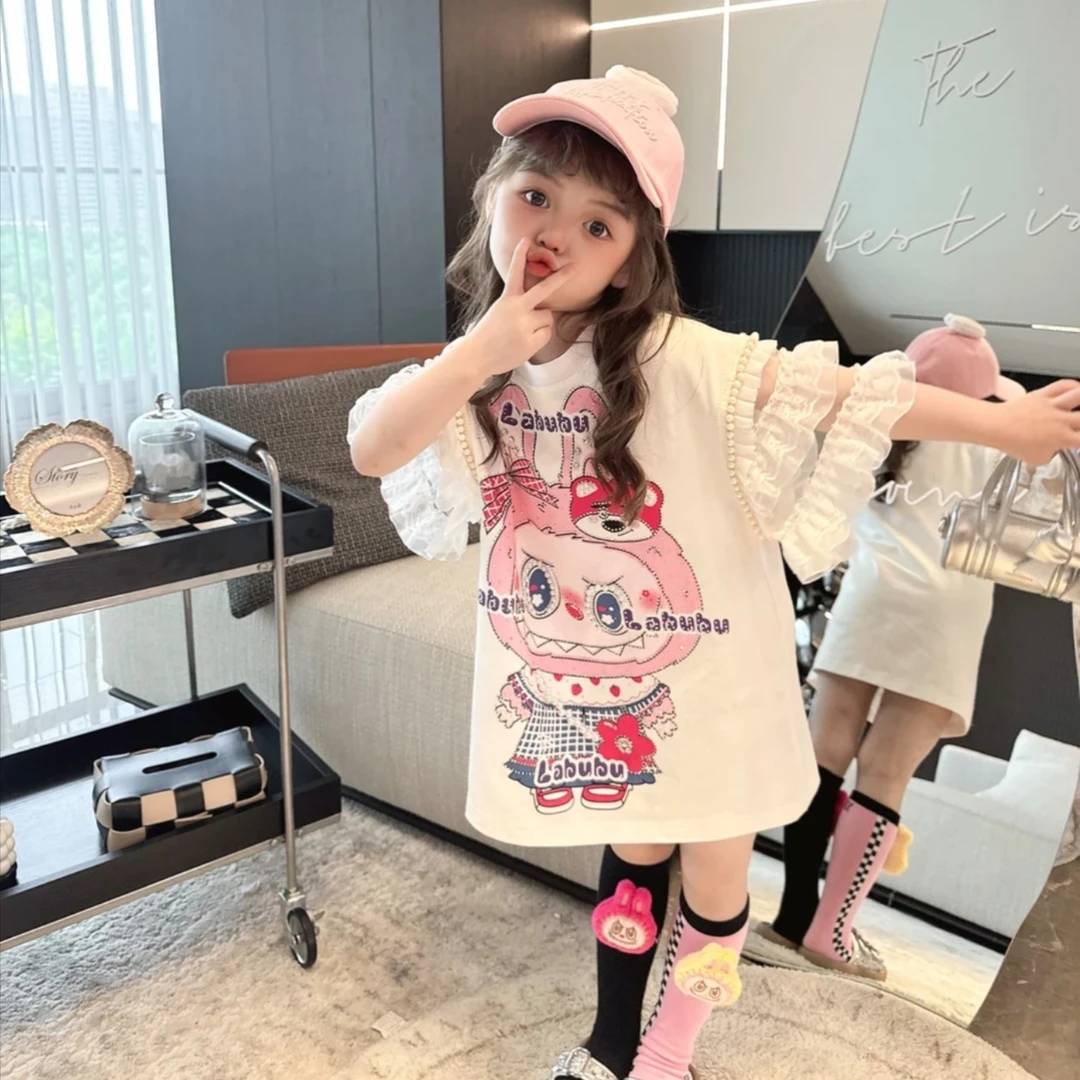 女童t恤夏季2025新款儿童拉布布T裙夏装女孩短袖体恤大童半袖