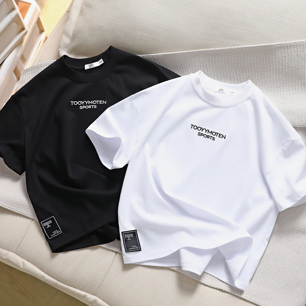 夏季儿童薄款短袖宽松t恤上衣男童洋气百搭圆领体恤t shirt男孩潮