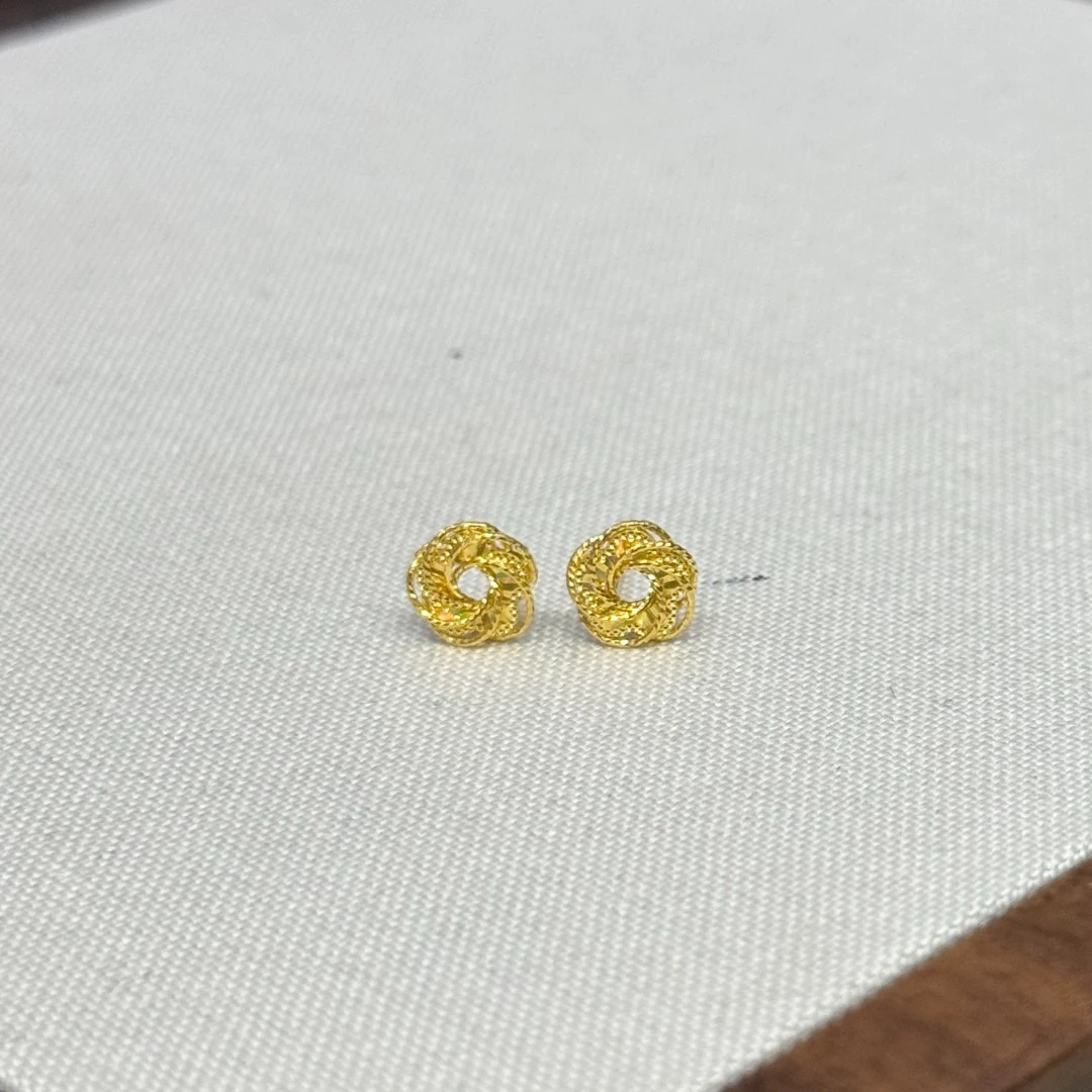 E【幻彩绕丝耳钉】-足金999精工5耳饰