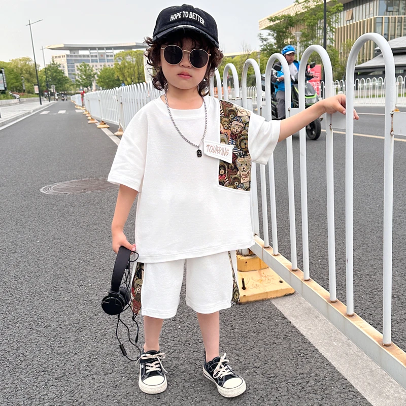 男童夏季短袖套装薄款2025新款儿童帅气时髦潮痞帅小男孩炸街夏装