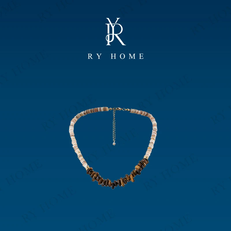 非金属硅胶项链 【容雨RYHOME】虎眼石~猪鼻子法式复古项链243A1267