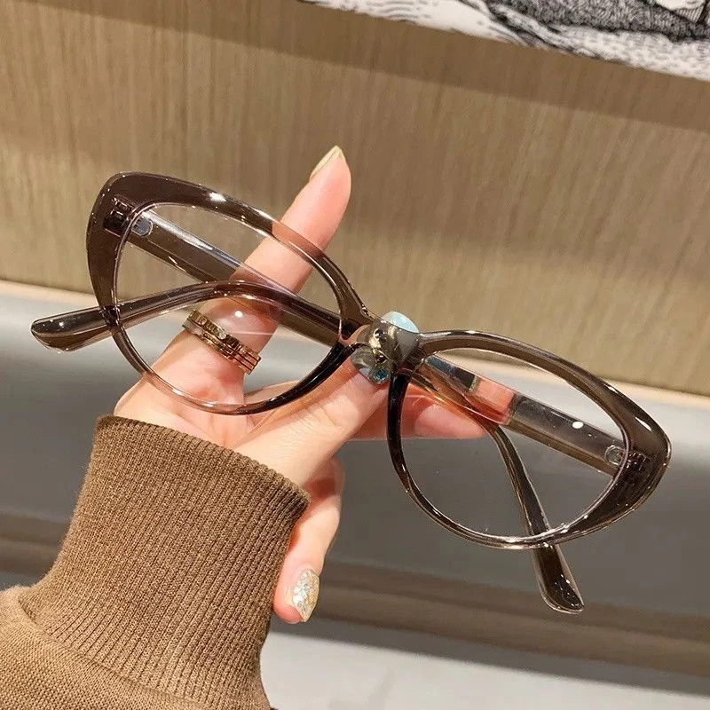美拉德猫眼冷茶框眼镜女早八素颜圆脸菱形脸防蓝光近视眼镜框