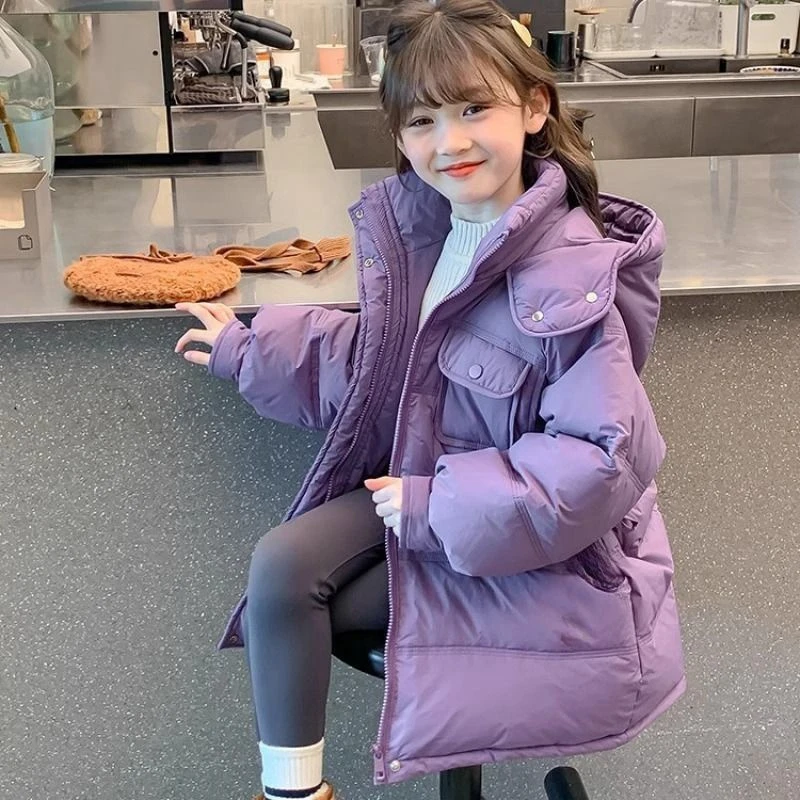 女童冬装棉服2025新款洋气小女孩中长款棉衣外套舒适加厚棉袄潮童