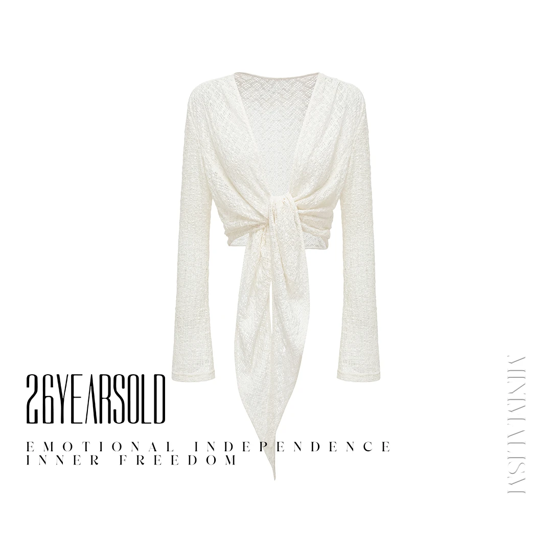 26YEARSOLD【情书】时尚百搭针织镂空短款长袖纯色开衫25SS-3260Z