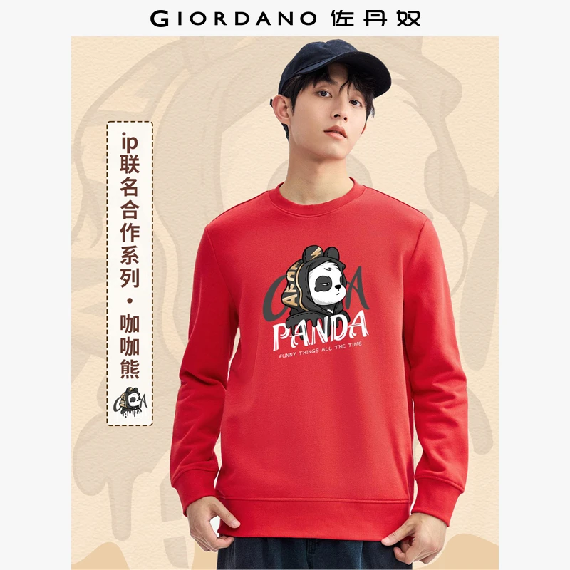 佐丹奴联名系列卫衣男装厚实加绒印花圆领套头卫衣 91093271