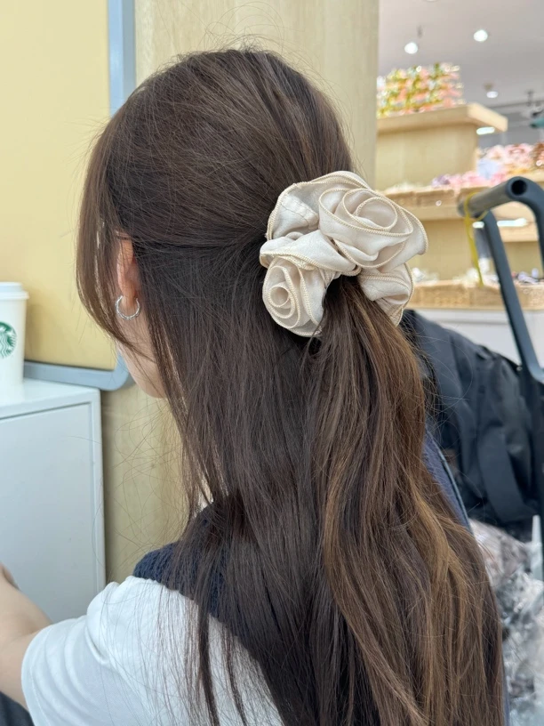 纱纱玫瑰大肠发圈法式温柔风