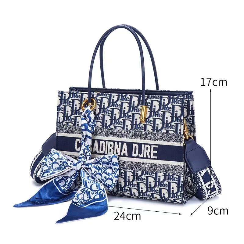 【女神包柜】Djre轻奢品牌女包设计师款高端时尚蓝色刺绣包手提包