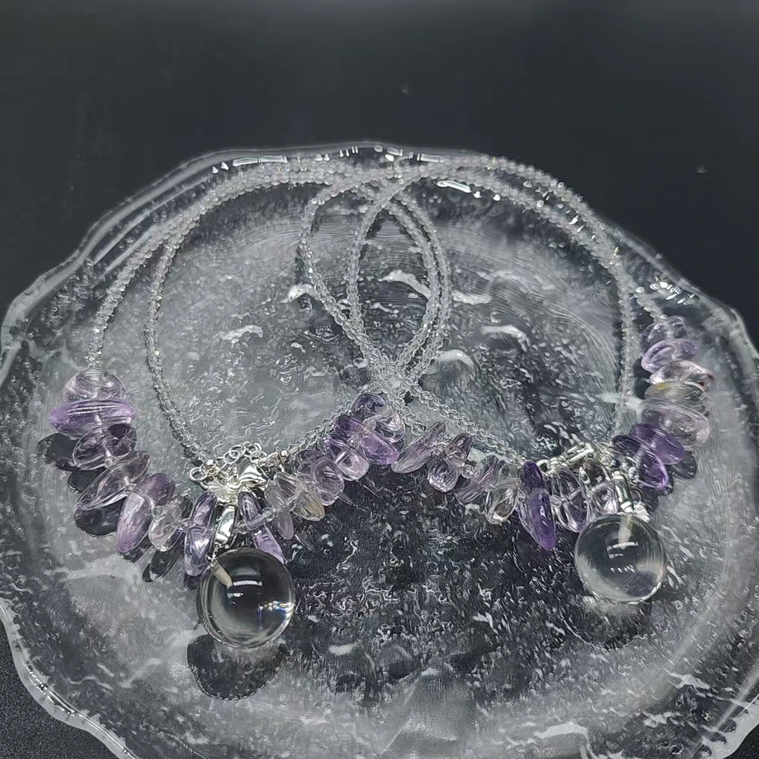 硕夏天然紫水晶原石+白水晶设计款项链多样性发其一SX495