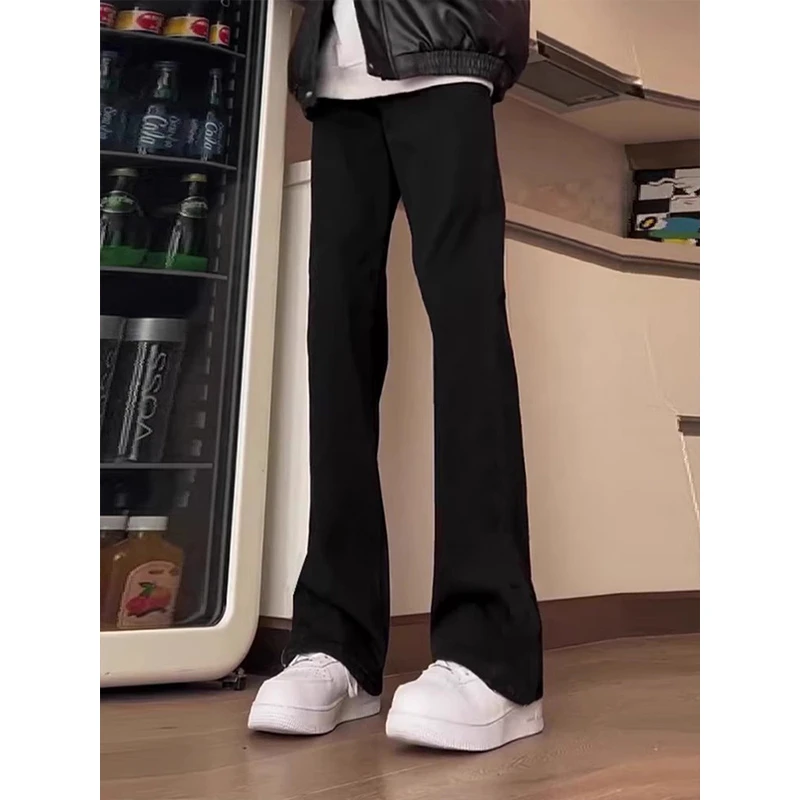 cleanfit黑色西裤垂坠感高级感秋季休闲裤子男款修身直筒微喇长裤