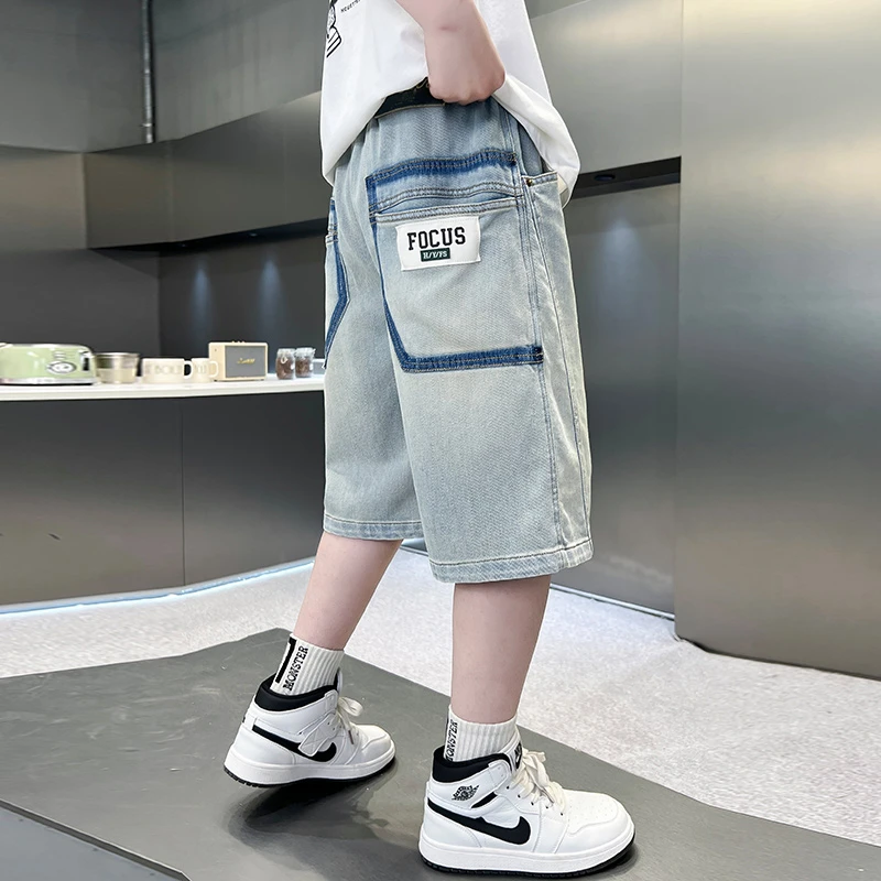 男童裤子夏装2025新款儿童牛仔短裤中大童男孩休闲五分裤潮酷7250