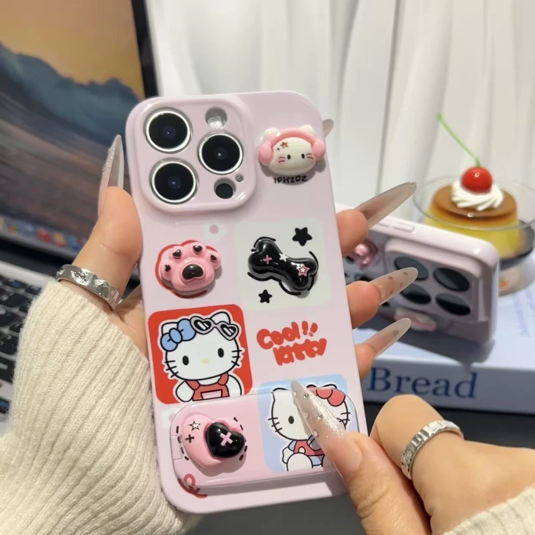 立体耳机kitty支架适用苹果17菲林手机壳新款华为vivo小米15OPPO