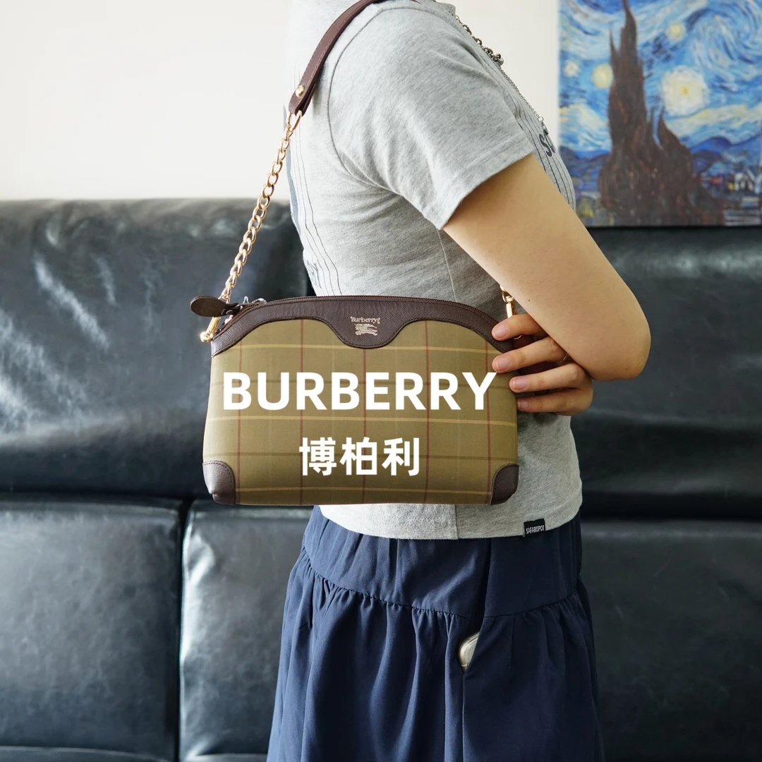95新 BURBERRY/博柏利 格纹单肩包/JJ05505621/5621/母亲节礼物