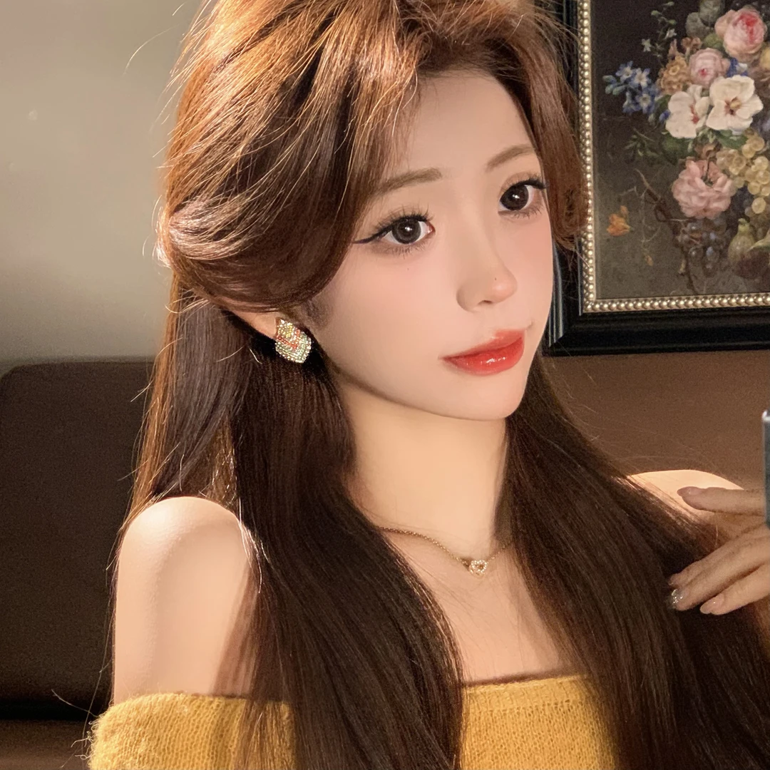 FULL GIRLISH耳环01486高级精致菱形耳饰耳钉