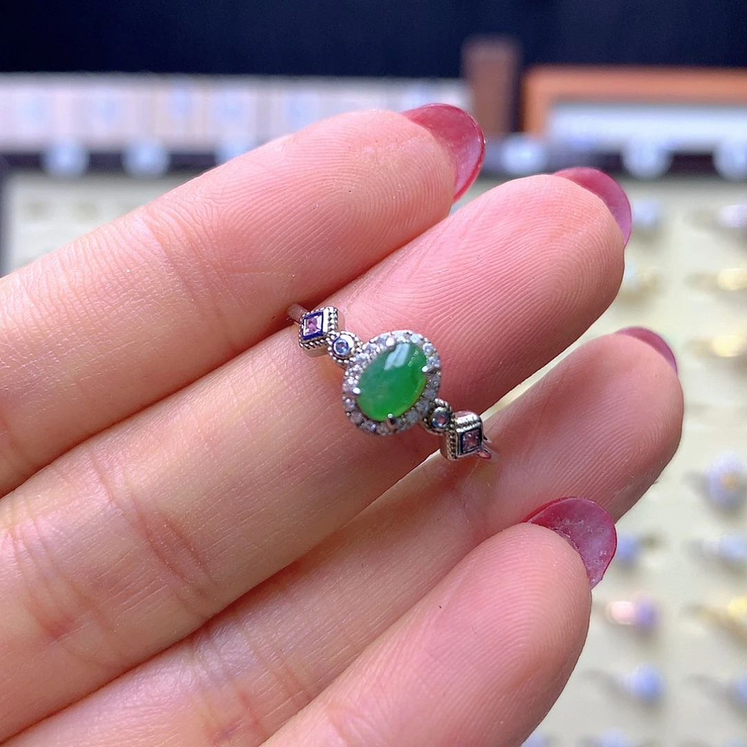 翡翠银S925镶嵌戒指05