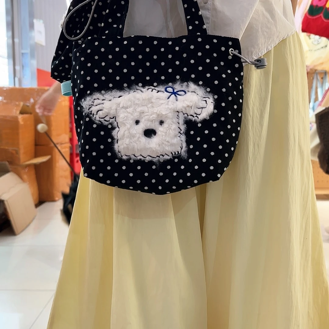 黑白波点新款单肩斜挎