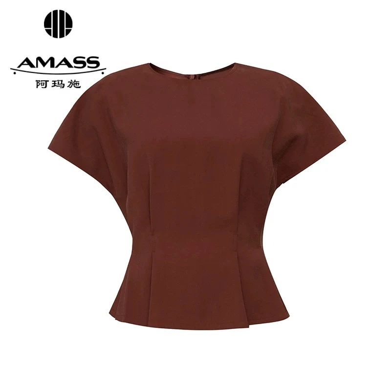 AMASS/阿玛施530003简约通勤时尚圆领打底女士秋女士收腰打底