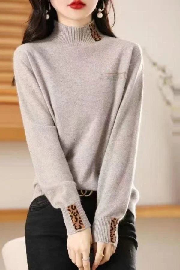 【悠姐专属】2024年新款秋冬休闲百搭纯色羊毛套头针织打底AL11-223