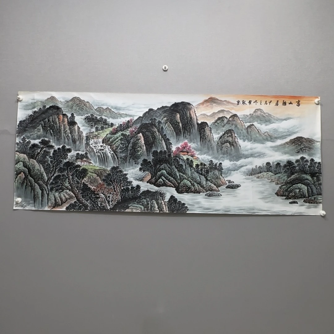 国画横幅六尺精品山水贾敏